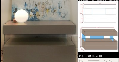 Composizione Air a 3 cassetti con fianchi in cristallo - tutto laccato opaco fango - prezzo outlet 1.200,00 euro